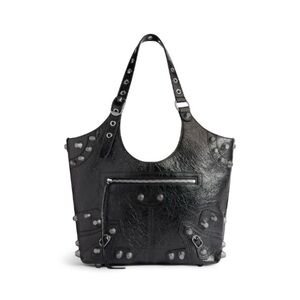 Balenciaga Le Cagole Medium Carry All Black Studded Leather Tote Bag